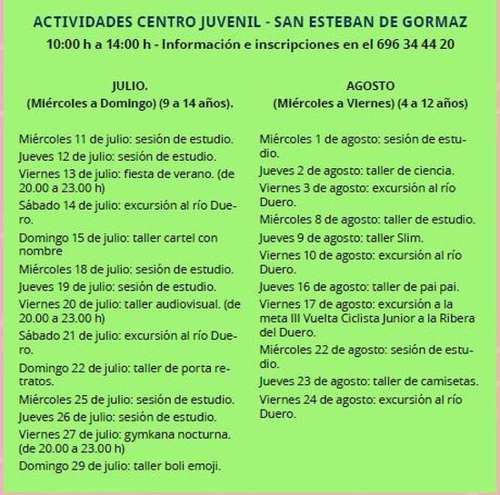 Actividades CJ Verano 2018